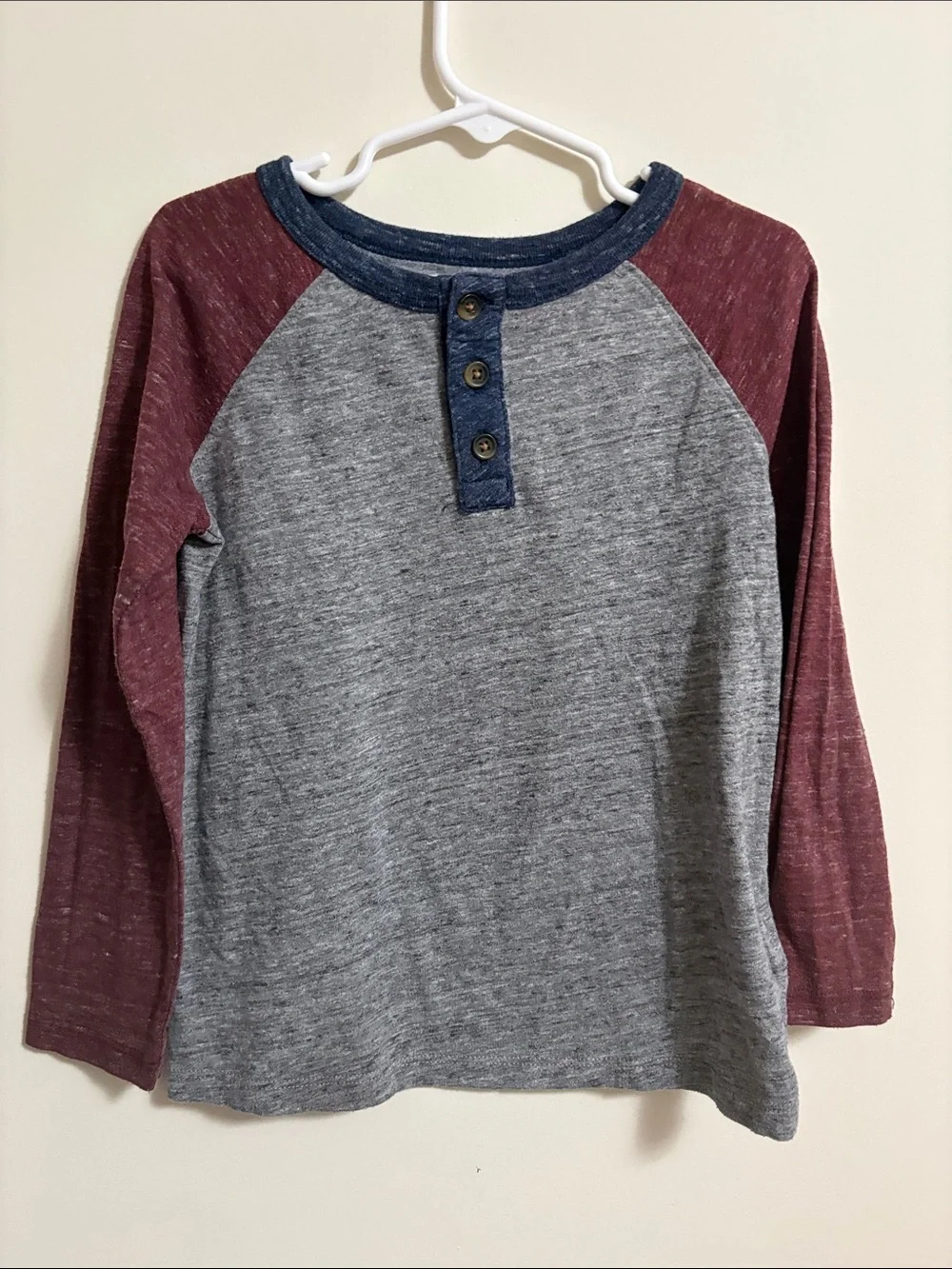 Old Navy Boys Long-Sleeve Henley - Gray, Burgundy & Blue